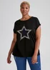 Papaya Curve Black Star Print T-Shirt - Size 18 Image 1