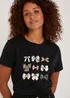 Black Bow Print T-Shirt - Size 8 Image 3