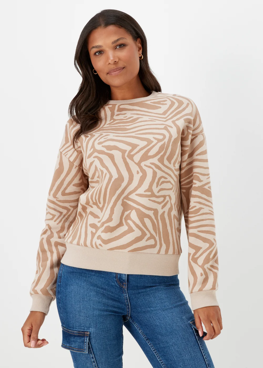 Cream Zebra Print Sweatshirt - Small Image 1