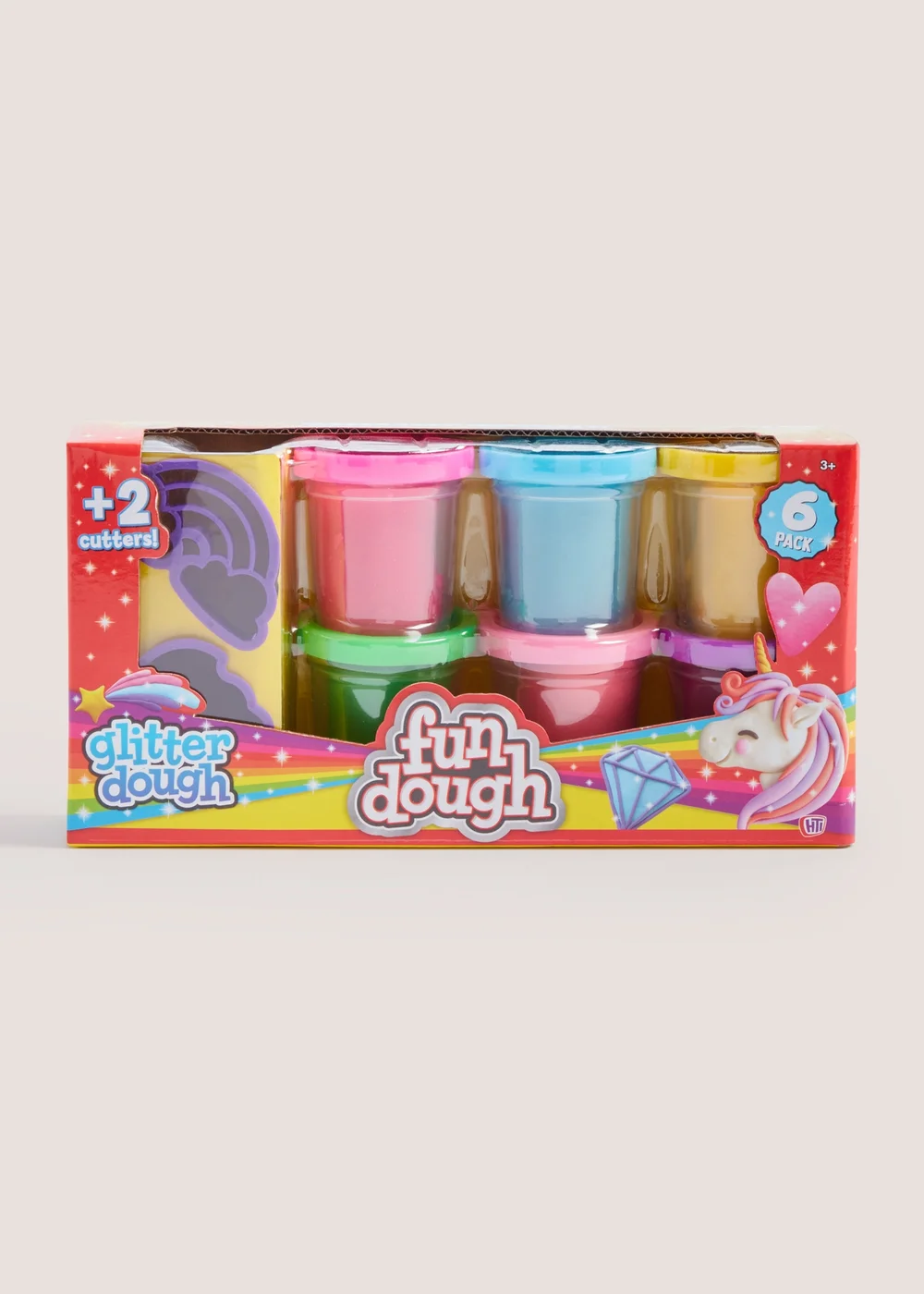 Kids 6 Pack Glitter Dough & 2 Cutters Set (5cm x 5cm x 5.5cm) Image 1
