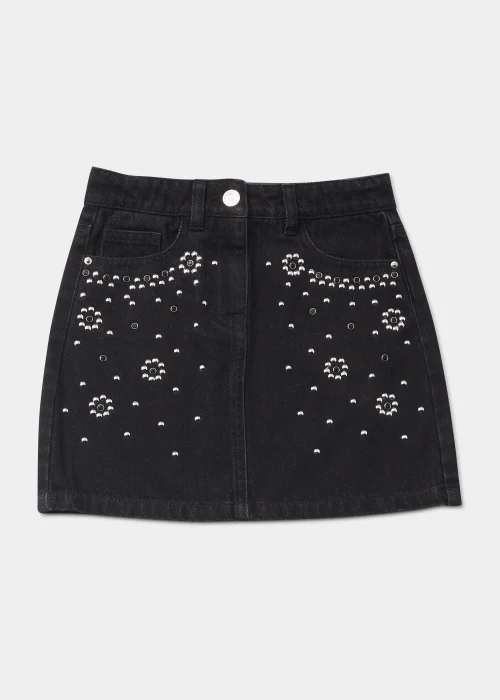 Girls Black Stud Denim Skirt (4-13yrs) - Age 4 Years Image 1