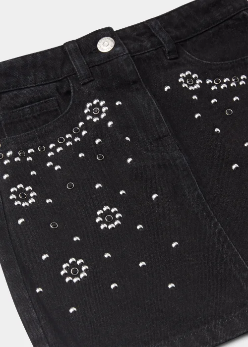 Girls Black Stud Denim Skirt (4-13yrs) - Age 4 Years Image 2