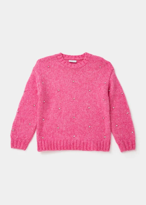 Girls Pink Diamante Jumper (4-13yrs) - 7 Yrs Image 1