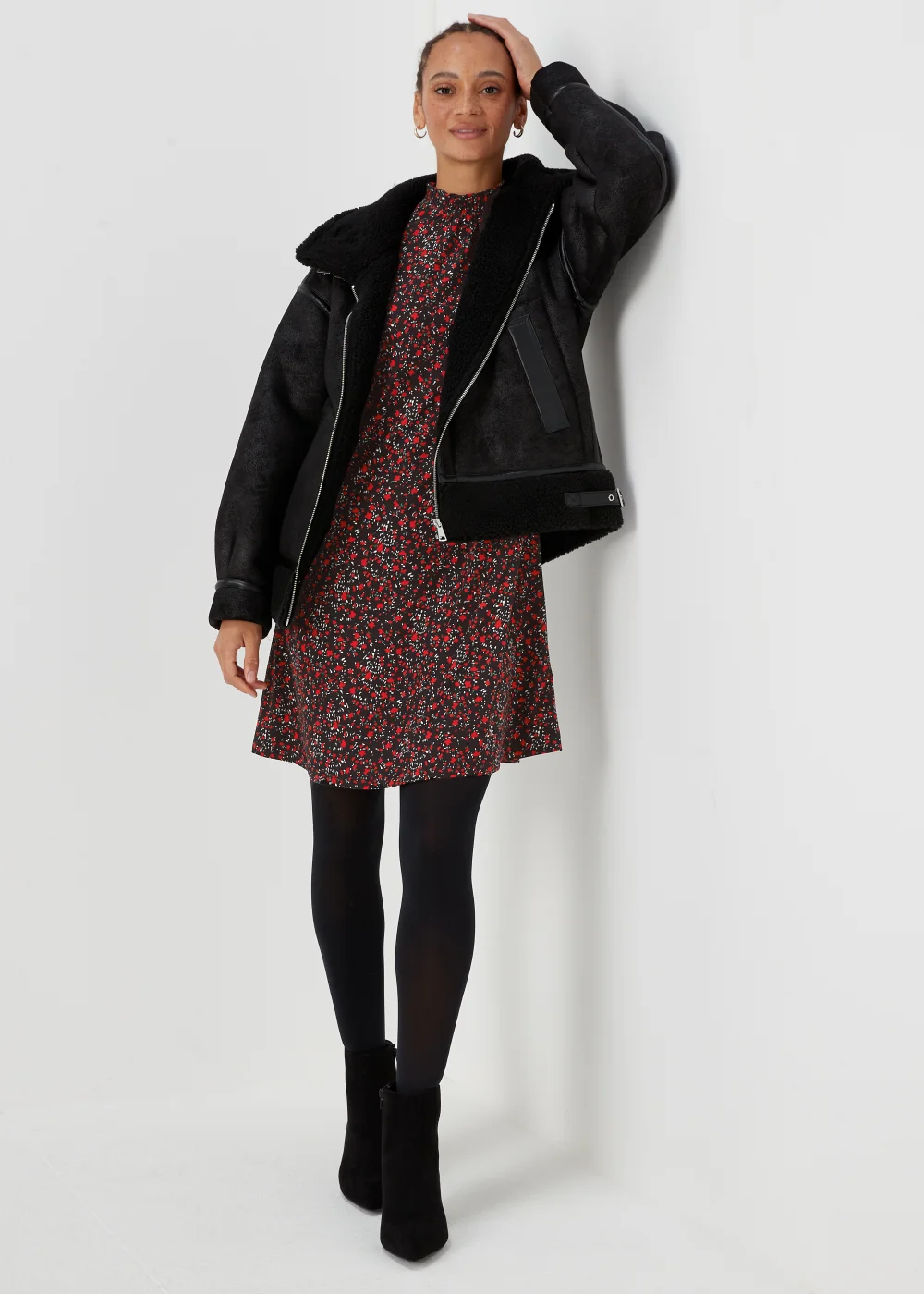 Red Floral Super Soft Mini Dress - 8 Image 4