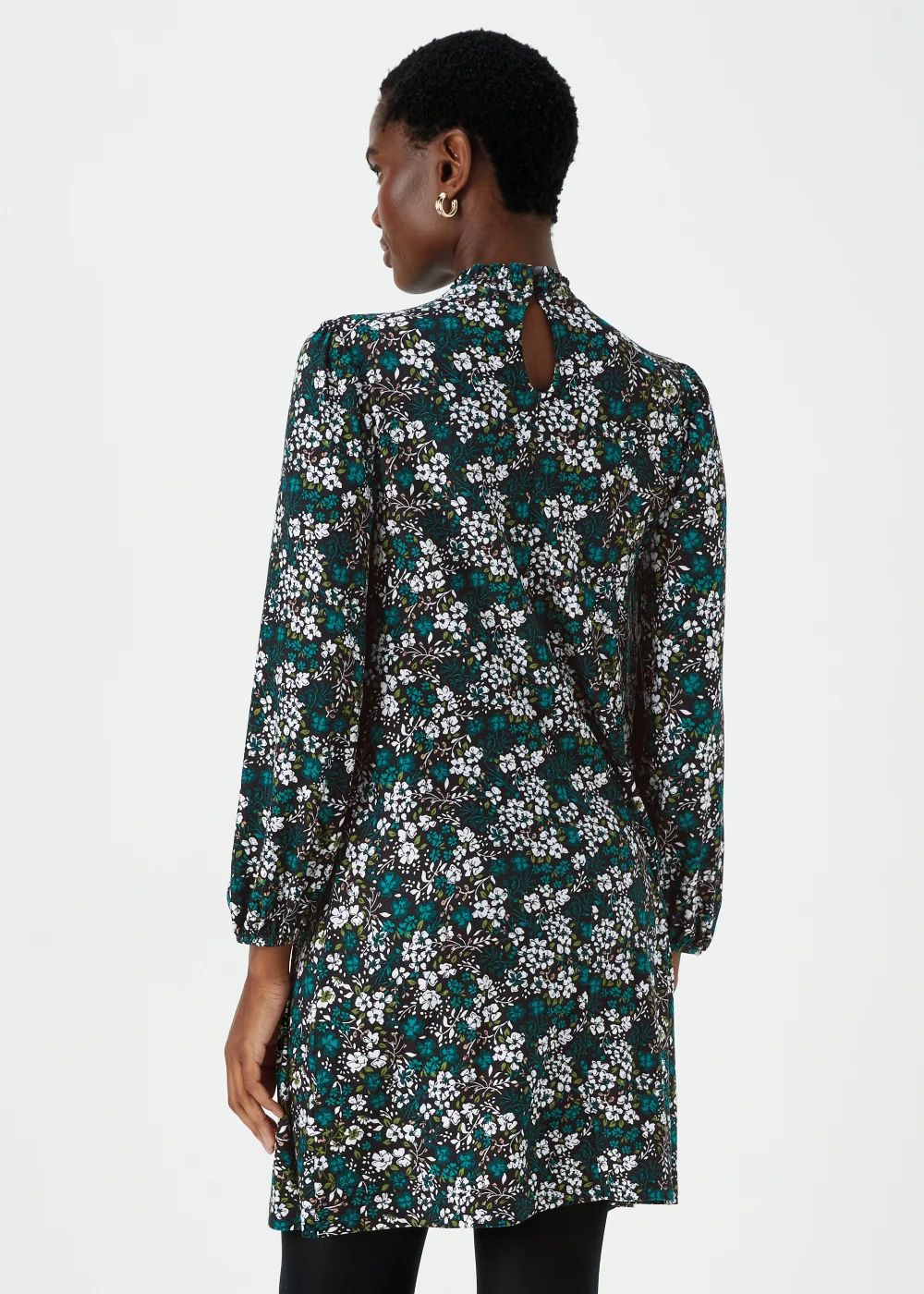 Green Ditsy Floral Super Soft Mini Dress - 8 Image 2