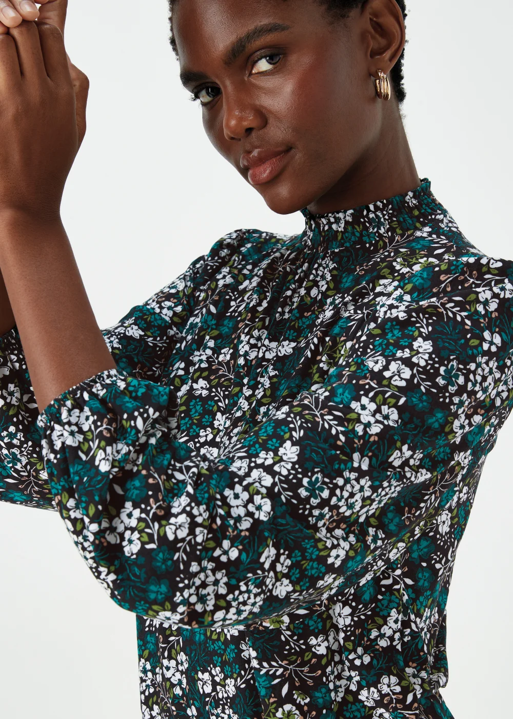 Green Ditsy Floral Super Soft Mini Dress - 8 Image 3