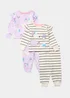 Girls 2 Pack Stripe & Arctic Animal Pyjama Sets (9mths-5yrs) - Age 2 - 3 Years Image 1