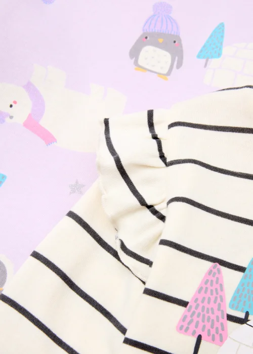Girls 2 Pack Stripe & Arctic Animal Pyjama Sets (9mths-5yrs) - Age 2 - 3 Years Image 2