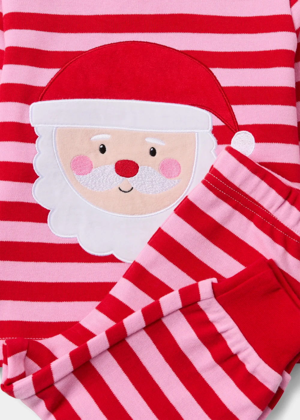 Girls Pink Stripe Father Christmas Pyjama Set (9mths-5yrs) - Age 9 - 12 Months Image 2