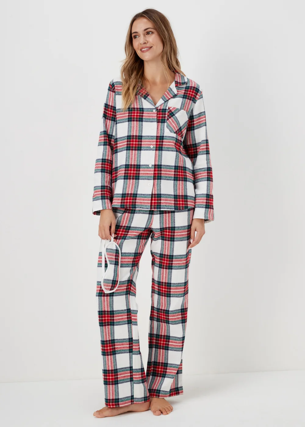 Red Check Pyjama Set & Eye Mask Set - Size 8 Image 1