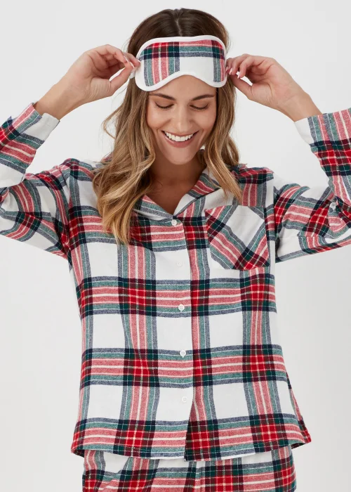 Red Check Pyjama Set & Eye Mask Set - Size 8 Image 3