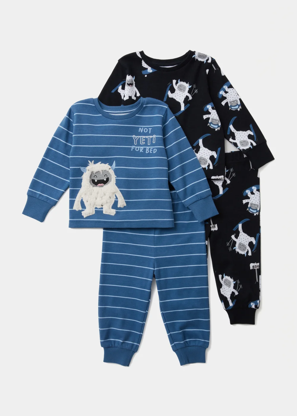 Boys 2 Pack Navy & Blue Yeti Pyjama Sets (9mths-5yrs) - Age 9 - 12 Months Image 1