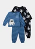 Boys 2 Pack Navy & Blue Yeti Pyjama Sets (9mths-5yrs) - Age 9 - 12 Months Image 1
