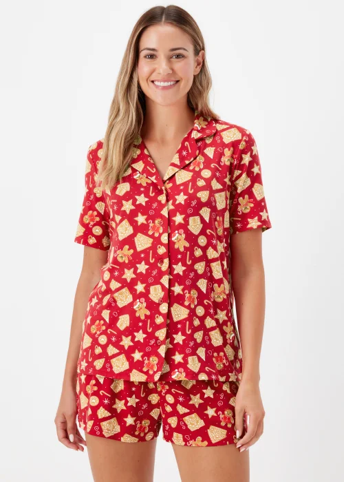Red Gingerbread Print Short Pyjama Set - Extra small Image 1