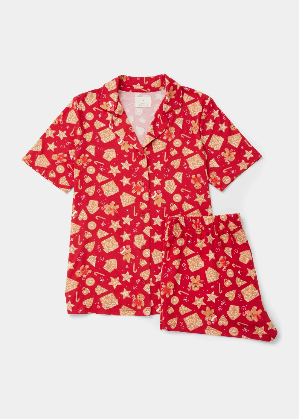 Red Gingerbread Print Short Pyjama Set - Extra small Image 4
