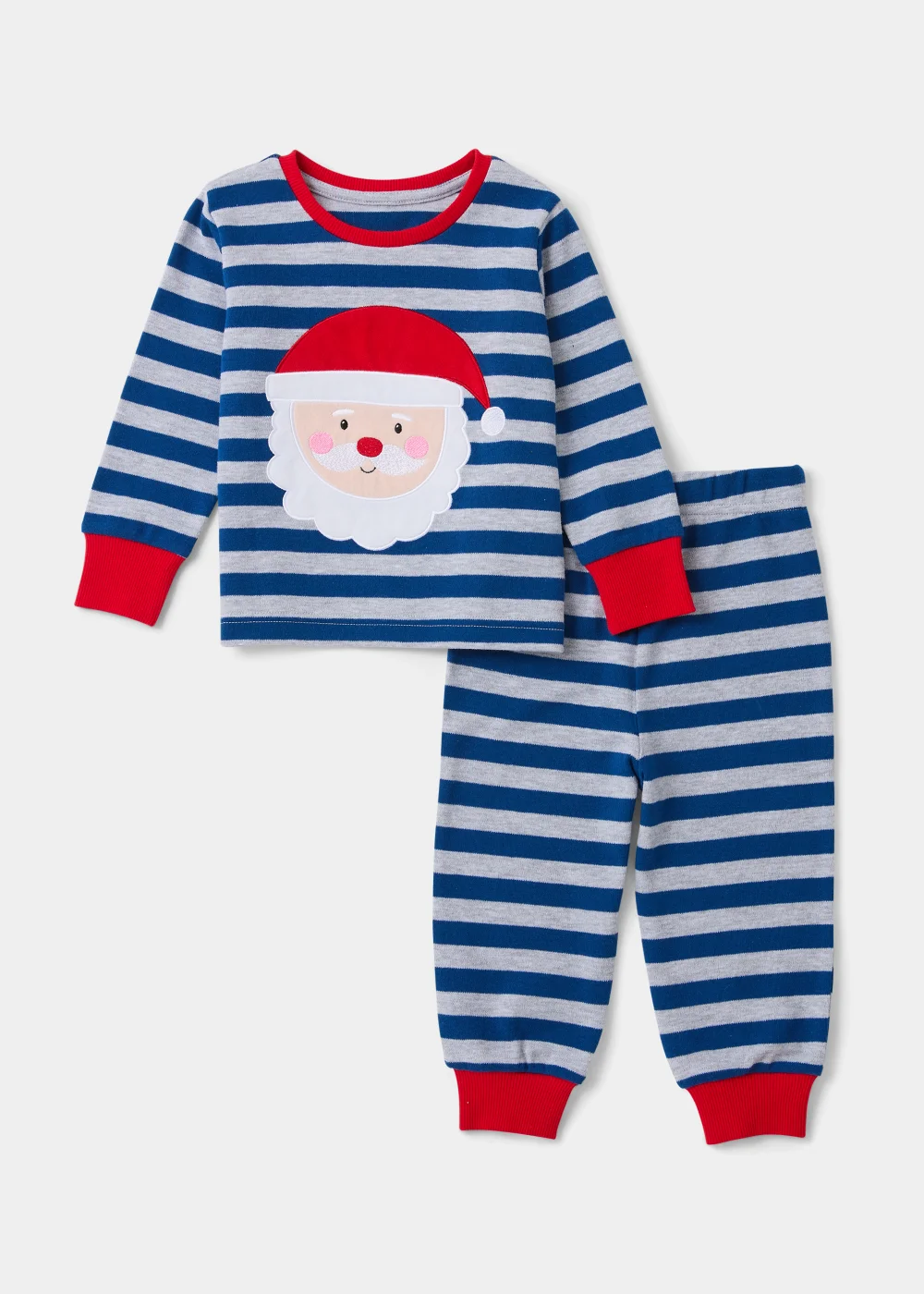 Boys Blue Stripe Father Christmas Pyjama Set (9mths-5yrs) - Age 2 - 3 Years Image 1