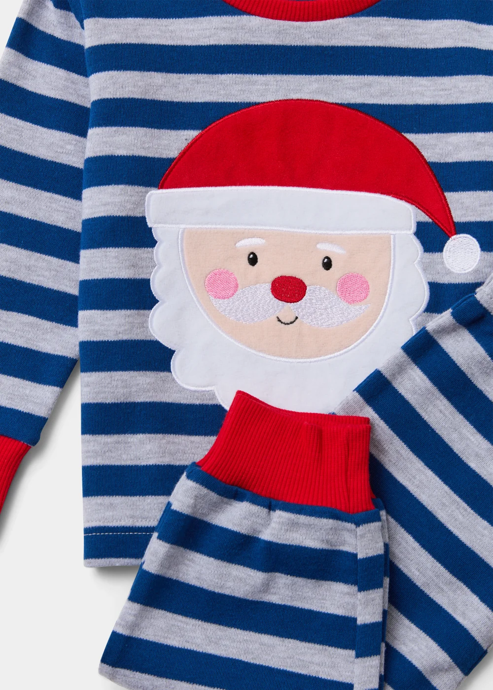 Boys Blue Stripe Father Christmas Pyjama Set (9mths-5yrs) - Age 2 - 3 Years Image 2