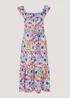 Multicoloured Floral Print Belted Bardot Dress - 8 Image 5