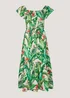 Green Tropical Print Belted Bardot Dress - 8 Image 5