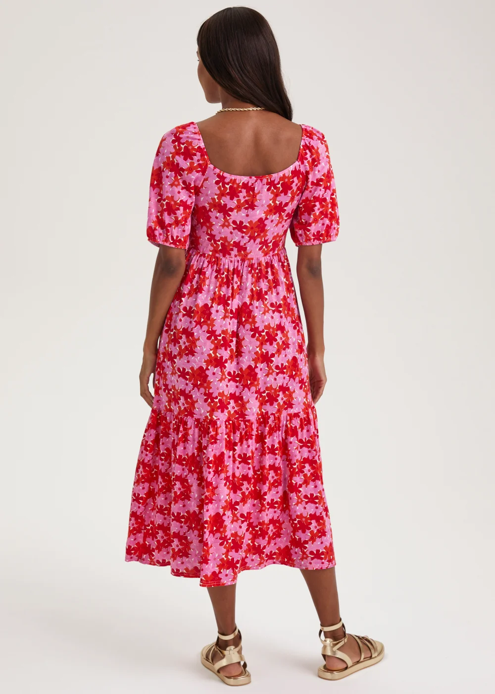 red floral print jersey split cami midi dress Mango strappy cami midi dress in red floral print