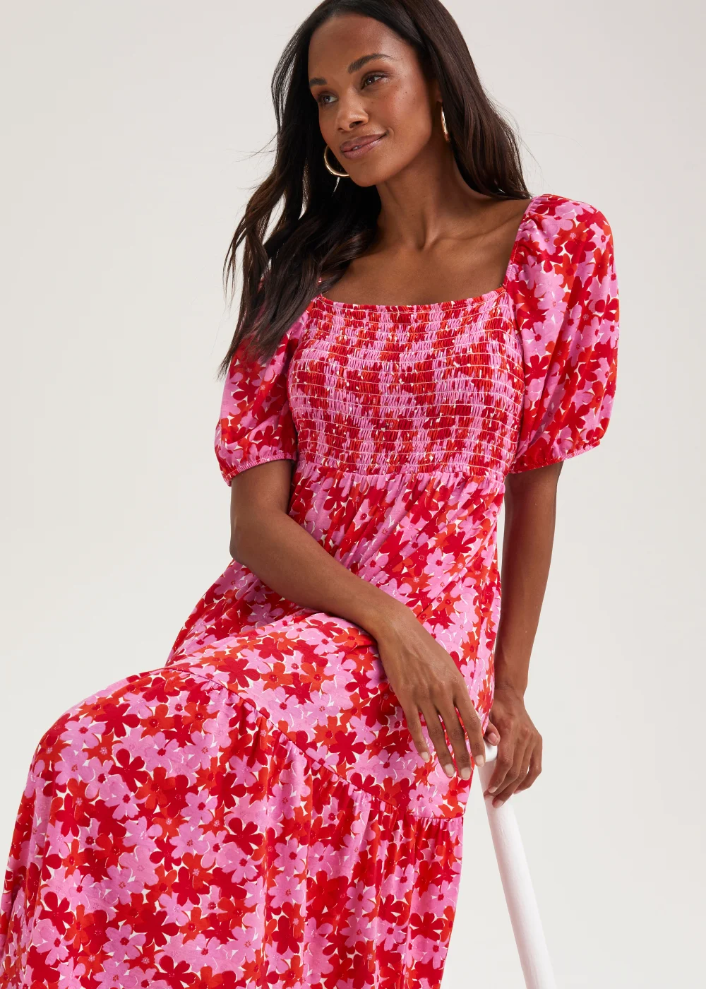red floral print jersey split cami midi dress Buy Love & Roses Red Floral Jersey V-Neck Kimono Sleeve Midi Dress from Next USA