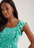 Mint Daisy Print Shirred Midi Dress - Size 8 Image 3