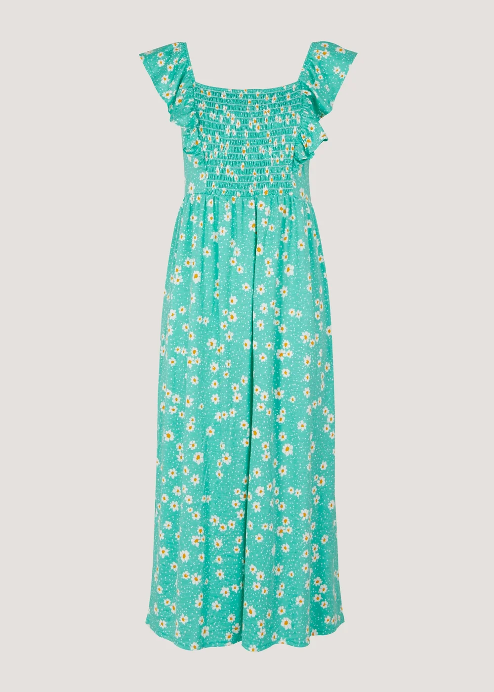 Mint Daisy Print Shirred Midi Dress - 8 Image 5