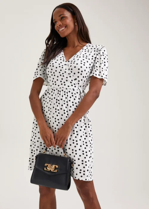 White Spot Wrap Mini Dress - 8 Image 1