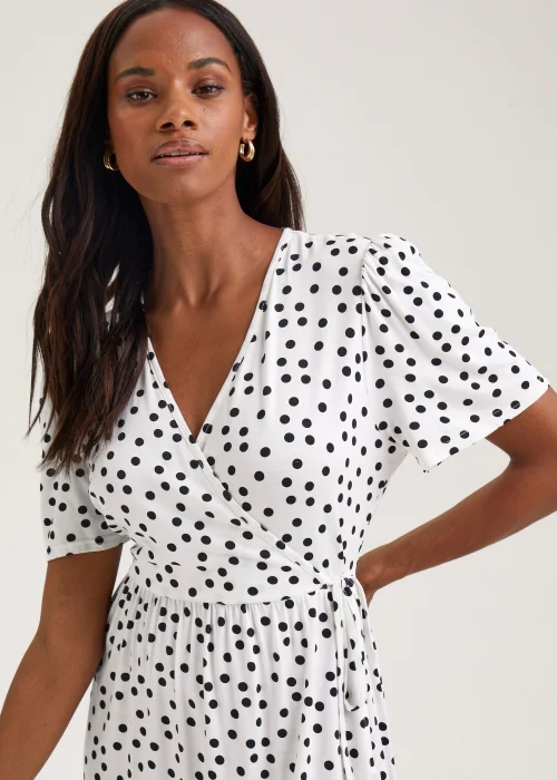 White Spot Wrap Mini Dress - 8 Image 3