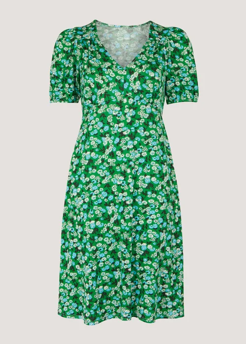 Green Ditsy Floral Mini Dress - 8 Image 5