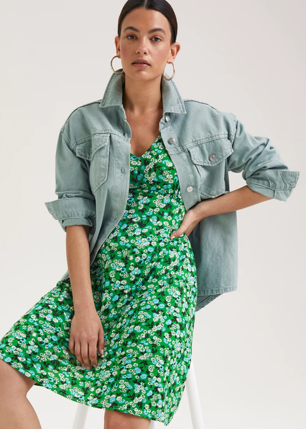 Green Ditsy Floral Mini Dress - 8 Image 4