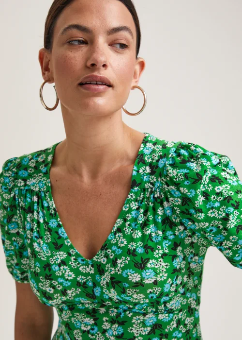 Green Ditsy Floral Mini Dress - 8 Image 3