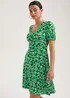 Green Ditsy Floral Mini Dress - 8 Image 1