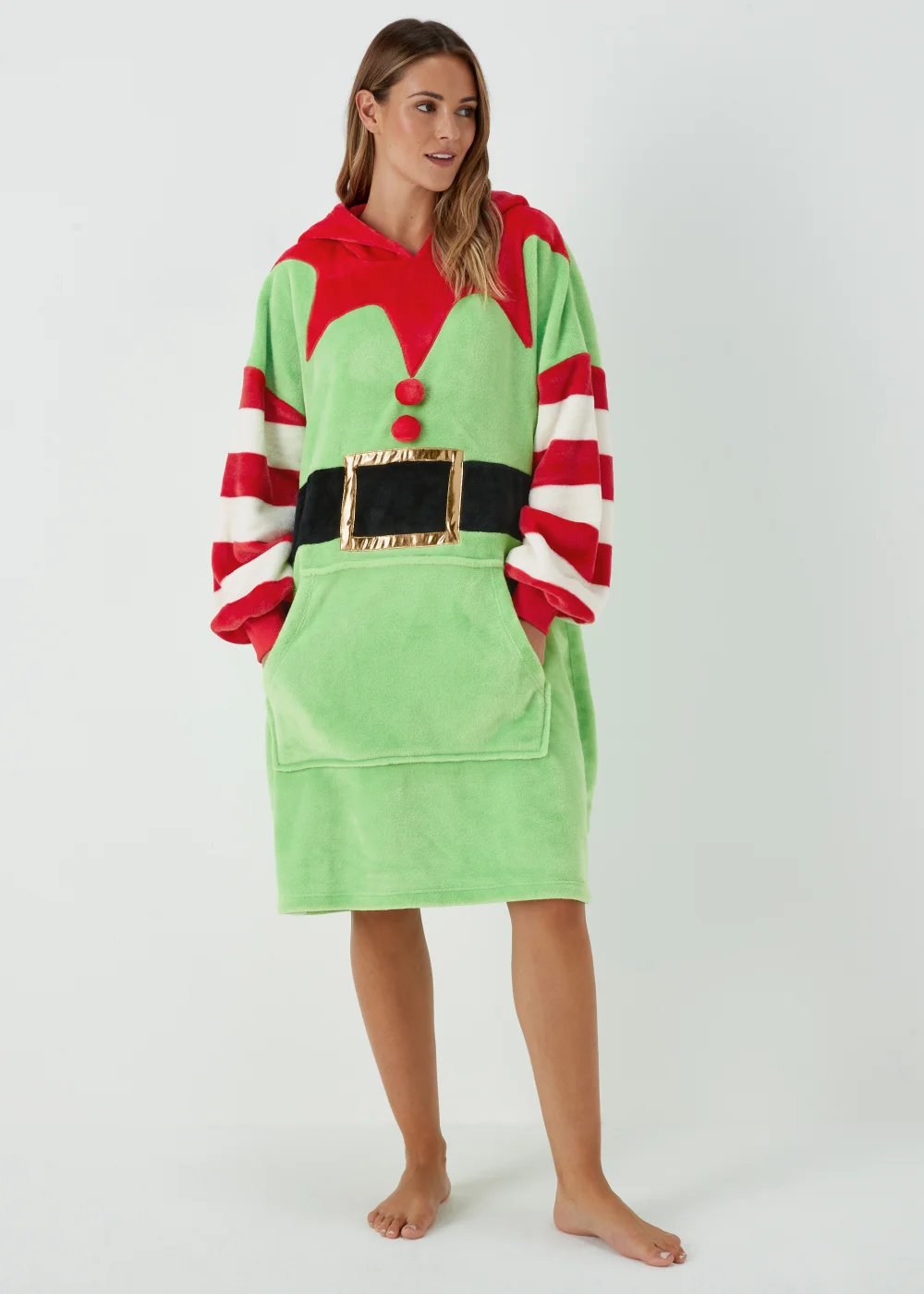 Green Elf Print Snuggle Hoodie - Extra small Image 1