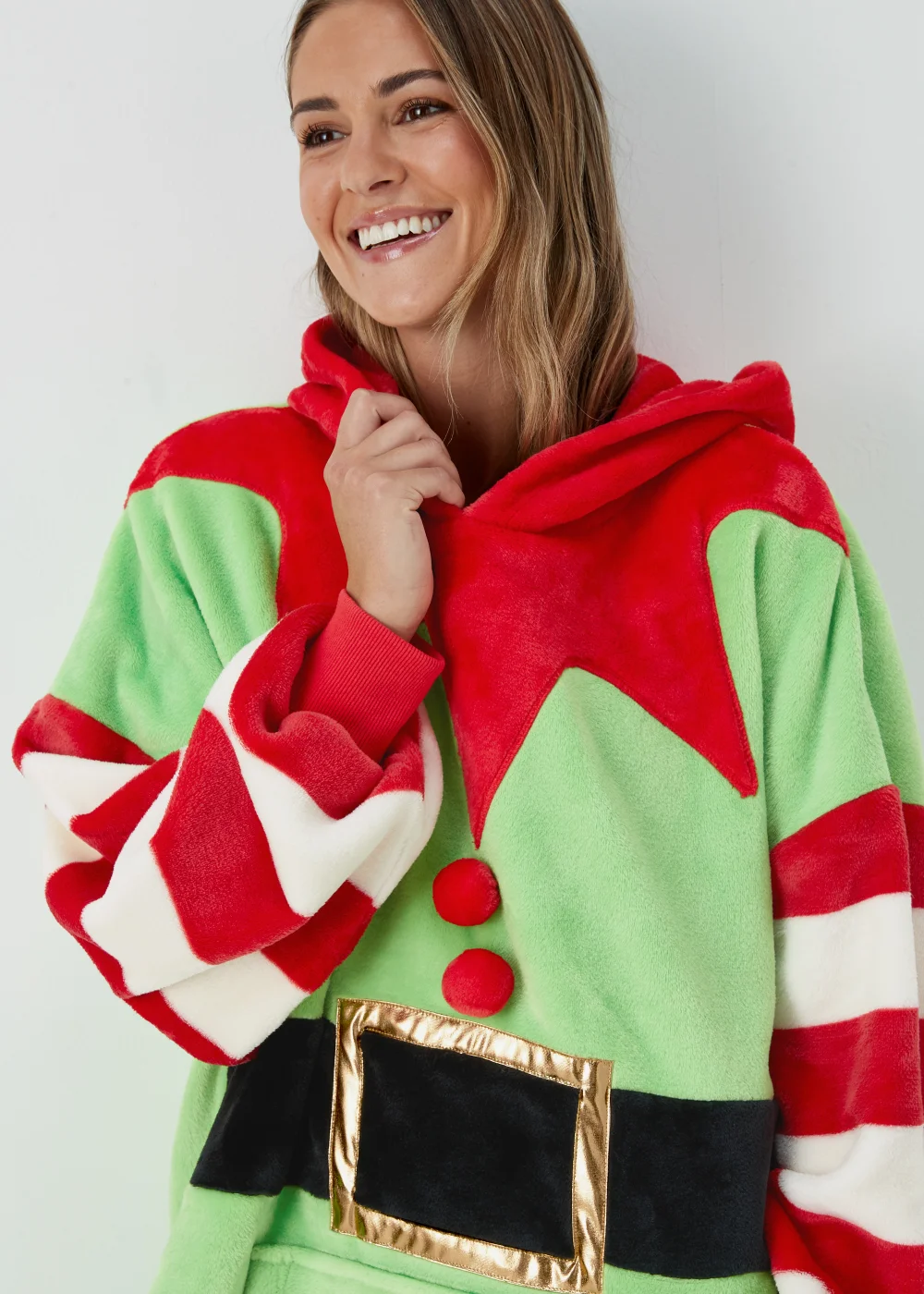 Green Elf Print Snuggle Hoodie - Extra small Image 3