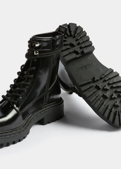 Black Patent Combat Boots - Size 3 Image 2