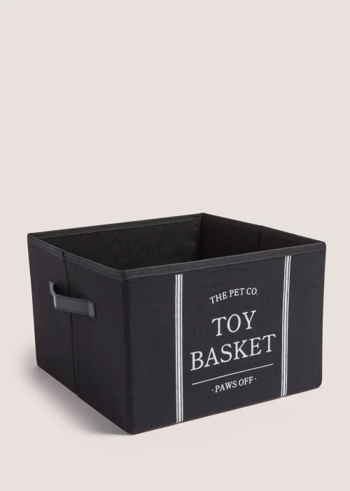 Black Fabric Pet Toy Basket (30cm x 30cm x 20cm) Image 1