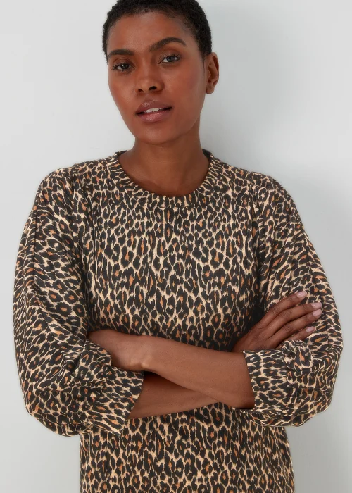 Tan Jacquard Leopard Print Dress - 8 Image 3