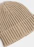 Stone Thick Ribbed Beanie Hat - One Size Image 2