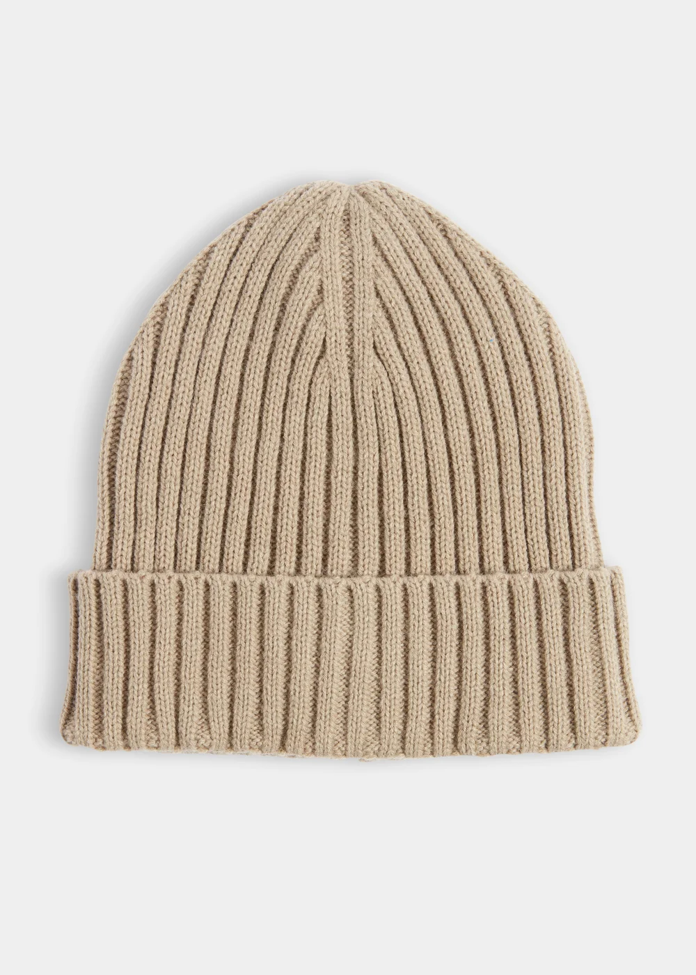 Stone Thick Ribbed Beanie Hat - One Size Image 1