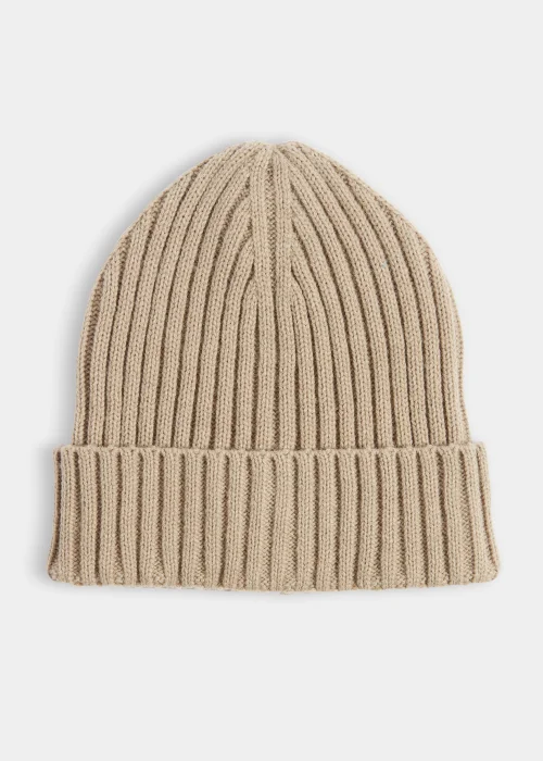 Stone Thick Ribbed Beanie Hat - One Size Image 1