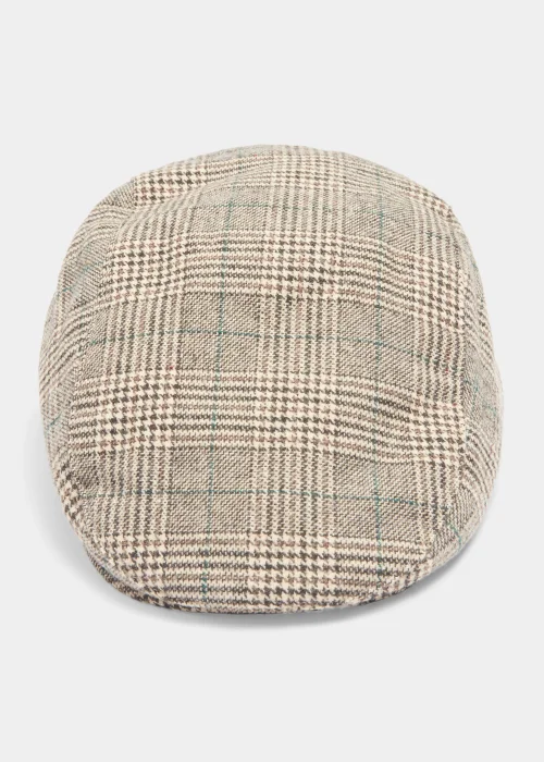 Brown Check Flat Cap - Small/Medium Image 1