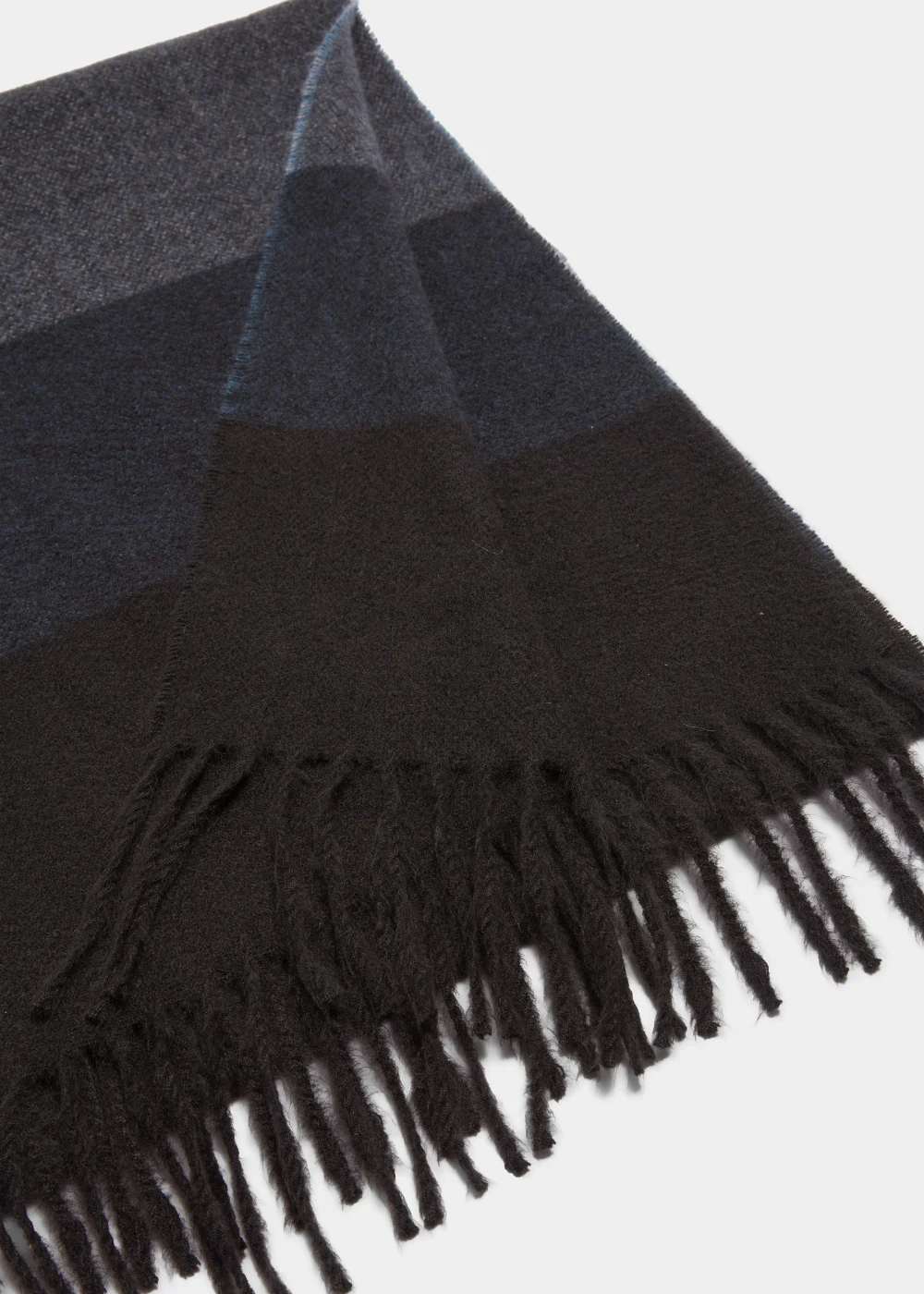 Navy & Grey Block Check Scarf - One Size Image 2