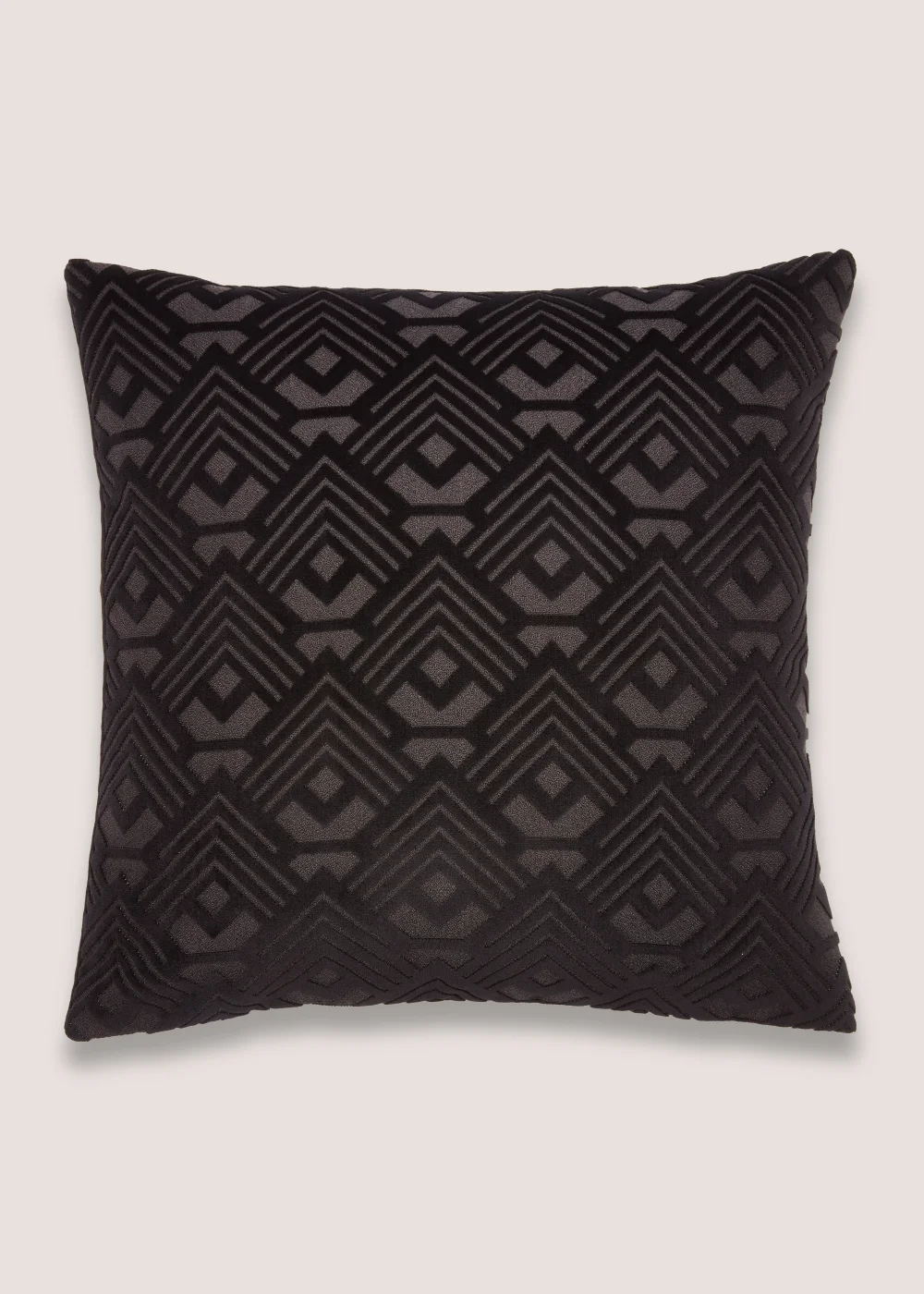 Black Cut Velvet Geo Cushion (43cm x 43cm) Image 1