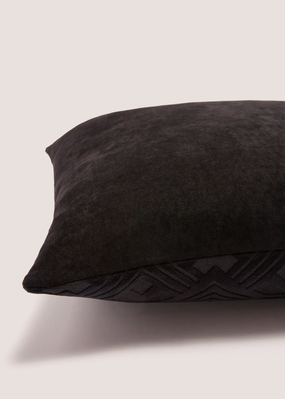 Black Cut Velvet Geo Cushion (43cm x 43cm) Image 2