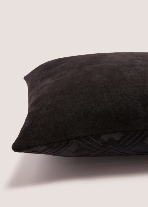 Black Cut Velvet Geo Cushion (43cm x 43cm) Image 2