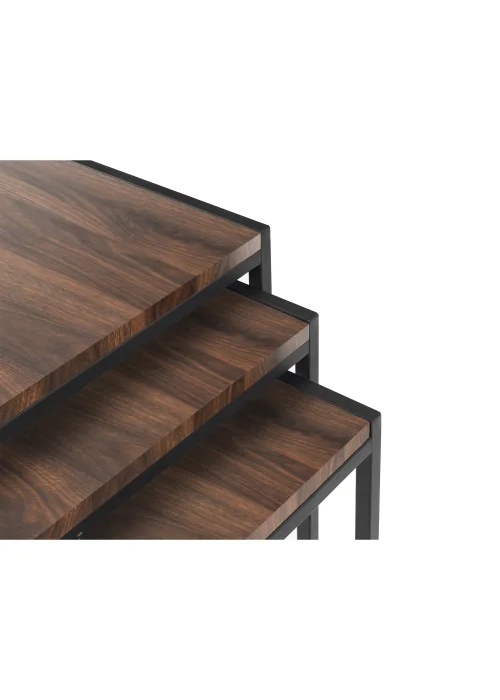Julian Bowen Tribeca Nest Of 3 Tables Black/Walnut (45 x 45 x 45 cm) - No Size Image 4