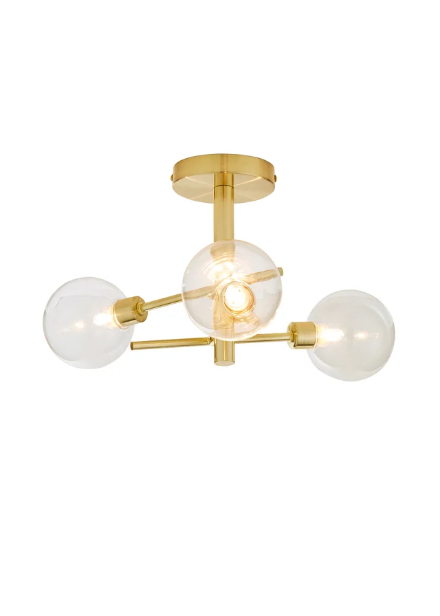 Inlight Nova Brass 3LT Ceiling Light (21cm x 48cm x 48cm)