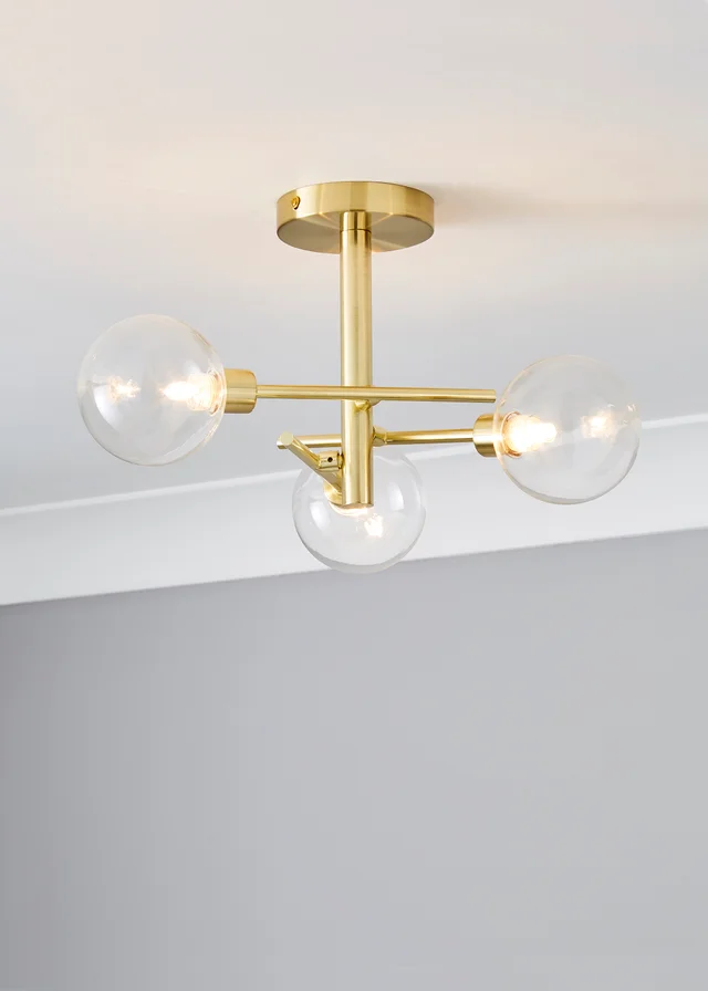 Inlight Nova Brass 3LT Ceiling Light (21cm x 48cm x 48cm)