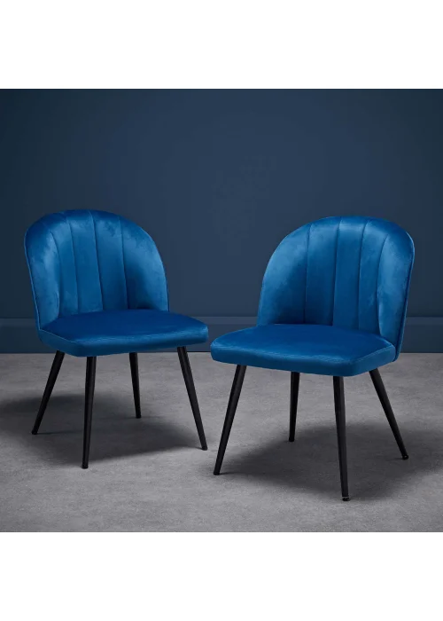 LPD Furniture Set of 2 Orla Dining Chairs Blue (815x625x540mm) - No Size Image 1